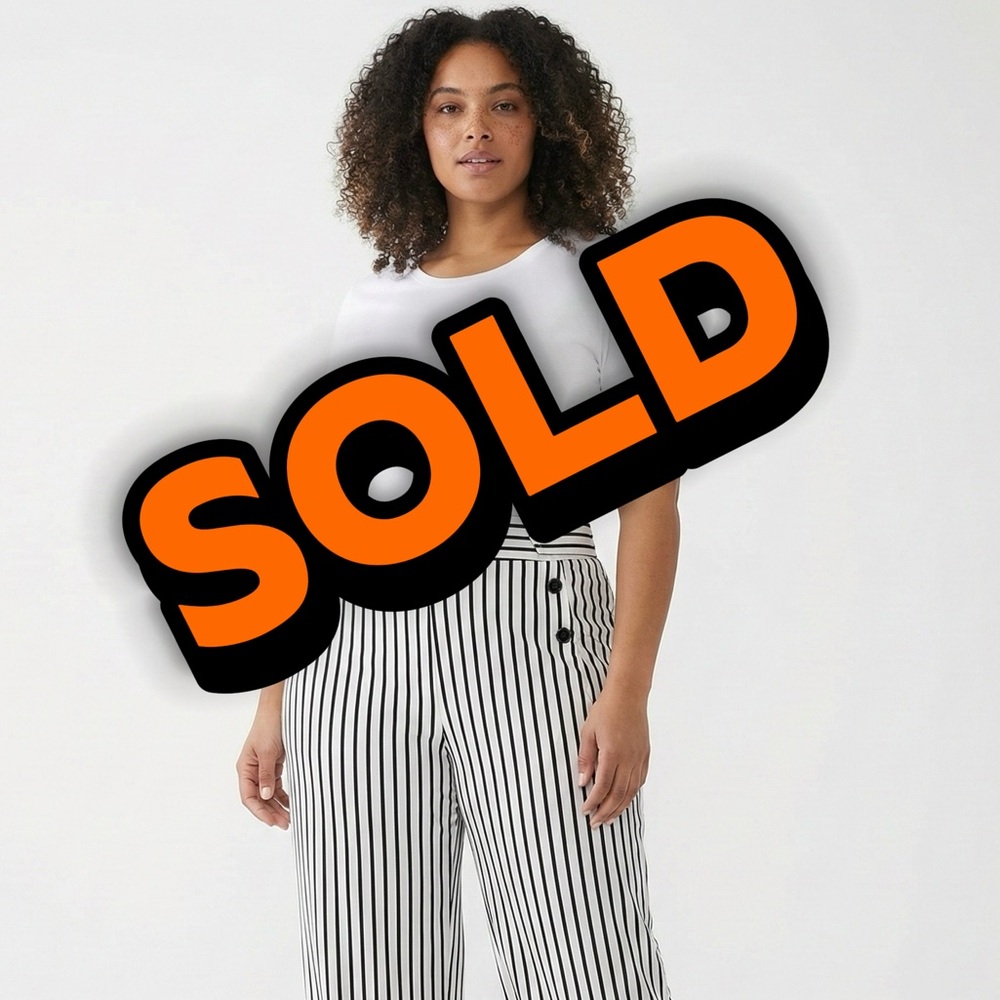 Robert Louis Wide Leg Sailor Pants Striped Black White Size XL NWOT / NEW